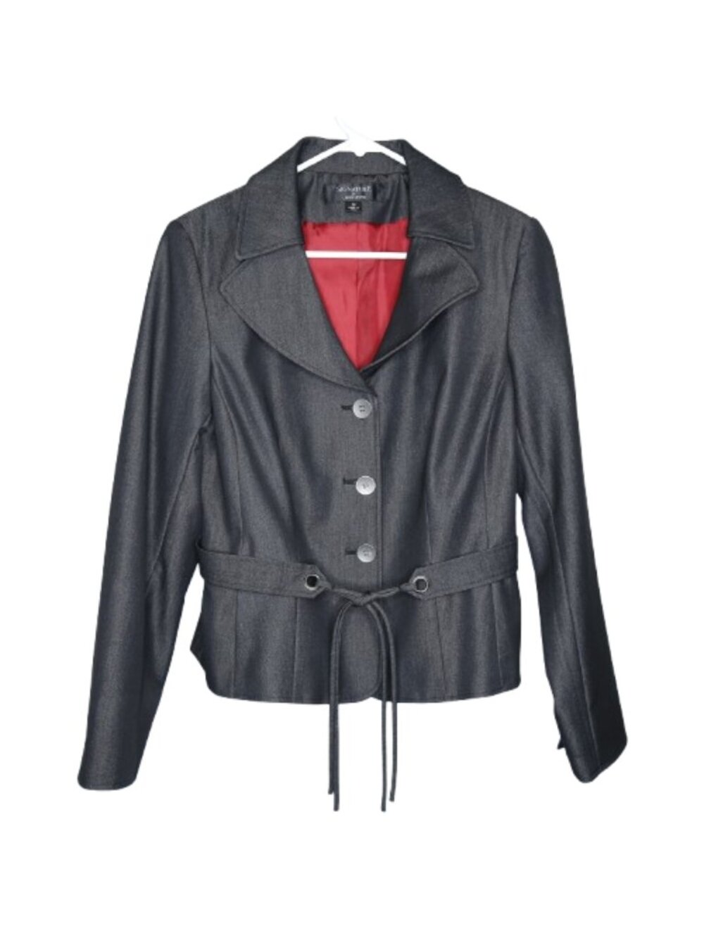 Signature by Larry Levine Black Fitted Lined Career Blazer - 10. Polyester/Rayon